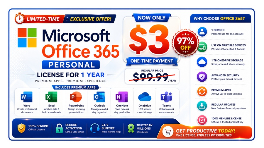 Microsoft Office 365 License 1Year